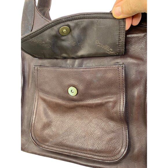 Womens VTG Fossil Brown Pebbled Leather Shoulder Bag Roomy Size Charm Detail GUC - Picture 3 of 16